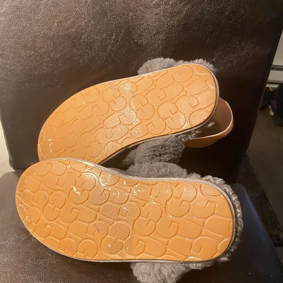 UGG Slippers Size 10 Women’s Gray Silver Fur Sherpa Slides Slippers Size 8 - Picture 11 of 11